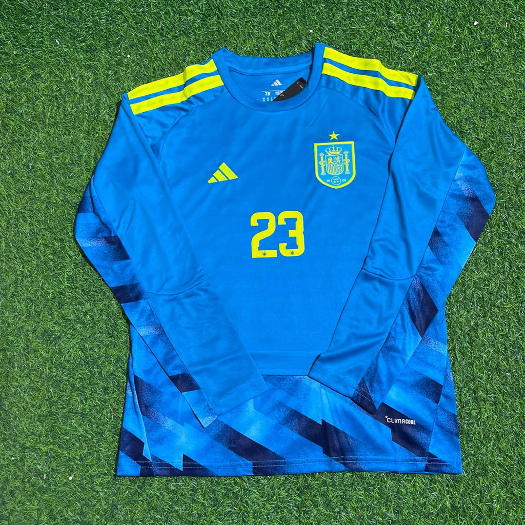 Unai Simon Spain Goalkeeper 2026 World Cup Long Sleeve Blue Special Football Jersey – Front View