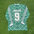 1990 Germany World Cup Uwe Seeler Green Long Sleeve Football Jersey – Back View