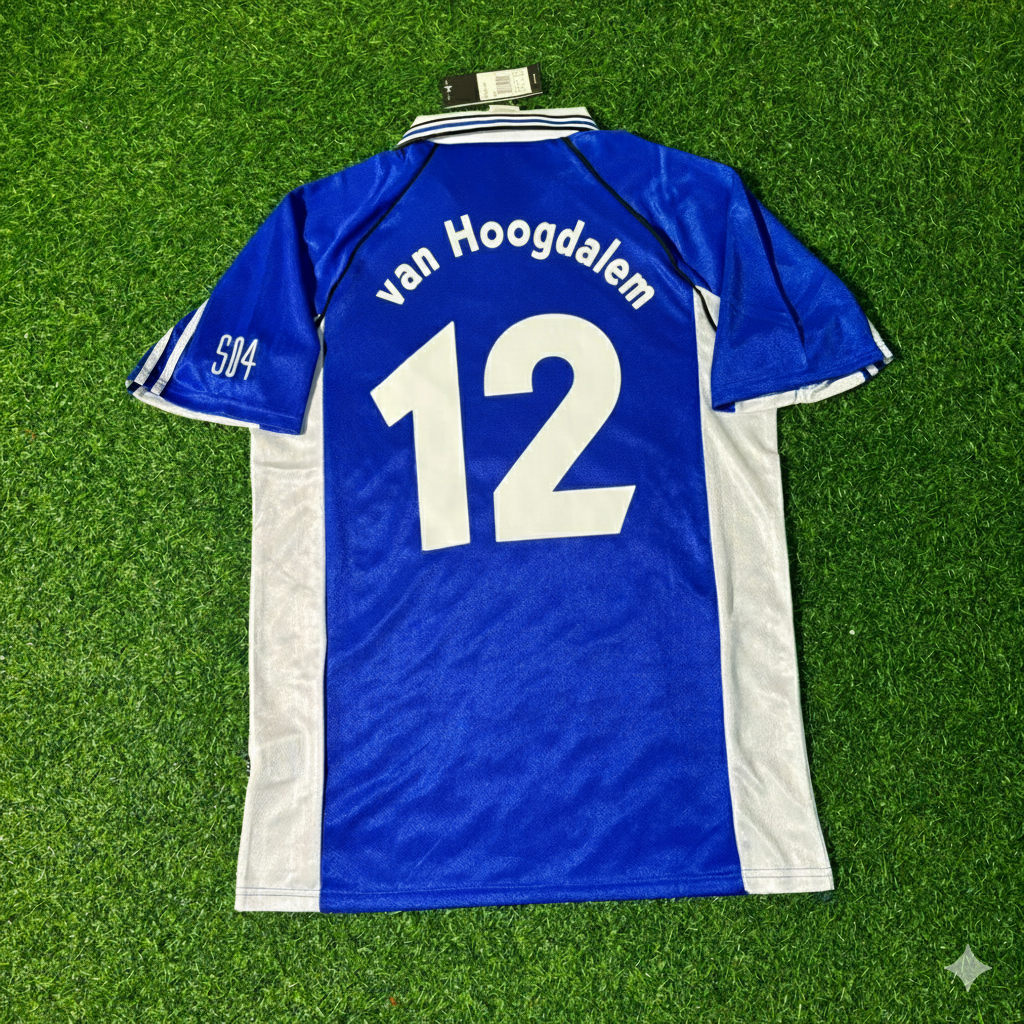 1999/00 Marco van Hoogdalem FC Schalke 04 Blaues Heimtrikot Retro Fußballtrikot Jersey – Back View