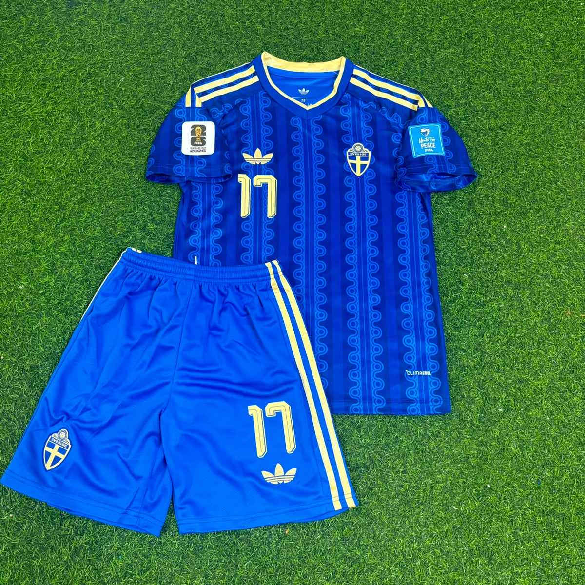 Viktor Gyökeres Sweden 2026 World Cup Away Kids Blue Football Jersey – Front View