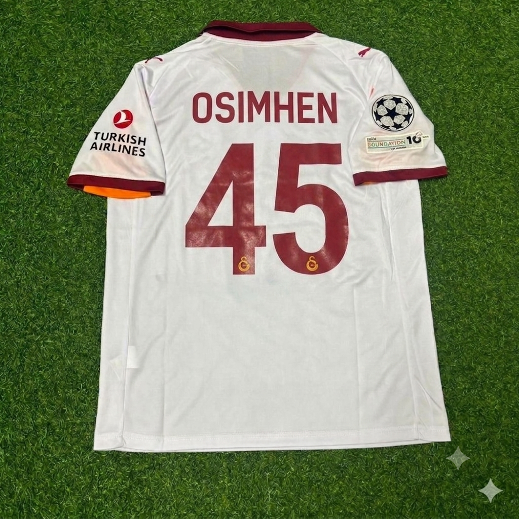 Victor Osimhen #45 Galatasaray 2025-2026 Away Champions League Jersey – Back View
