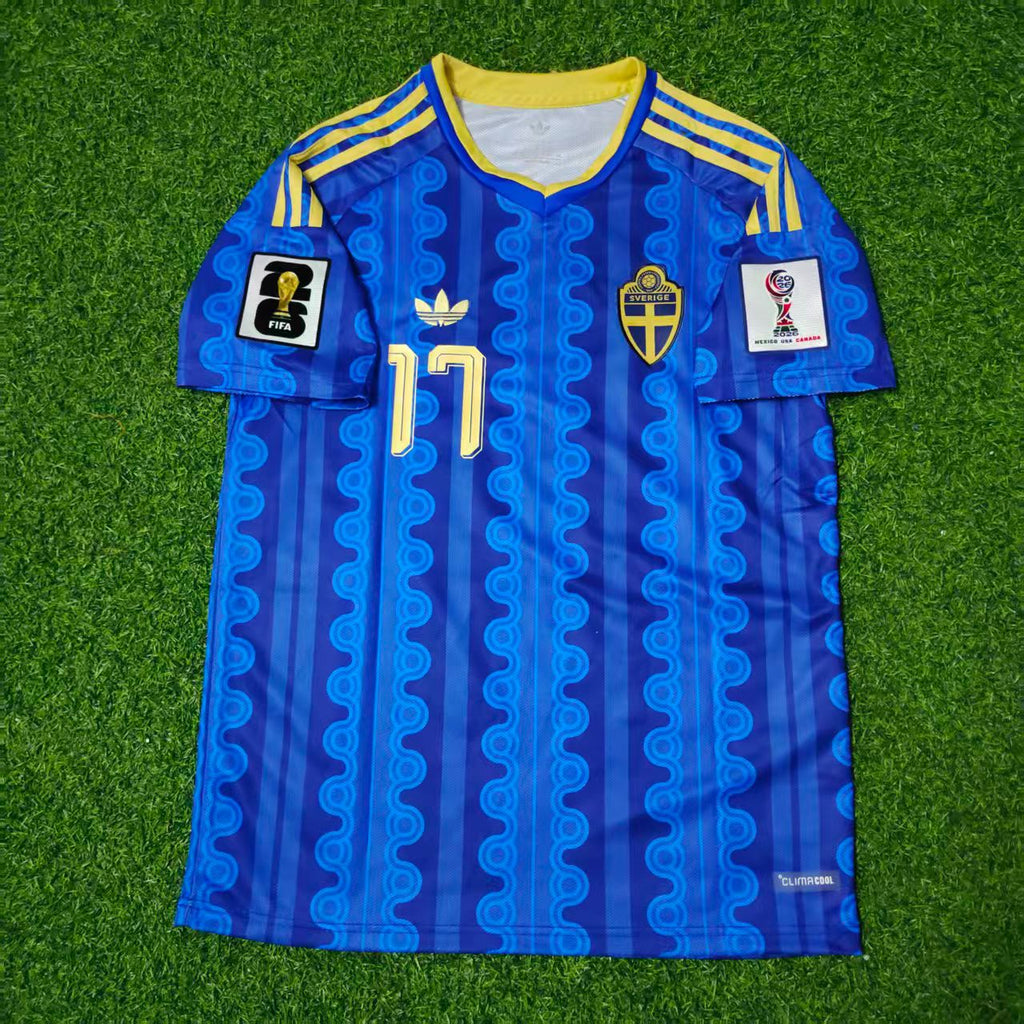 Viktor Gyökeres Sweden 2026 World Cup Away Blue Football Jersey – Front View