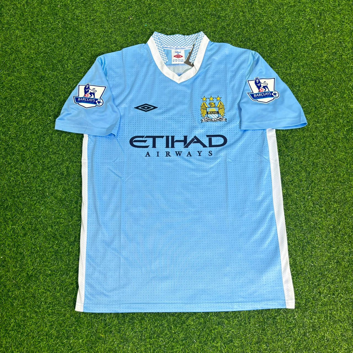 2011/12 Vincent Kompany 4 Manchester City Home Blue Retro Football Jersey – Front View