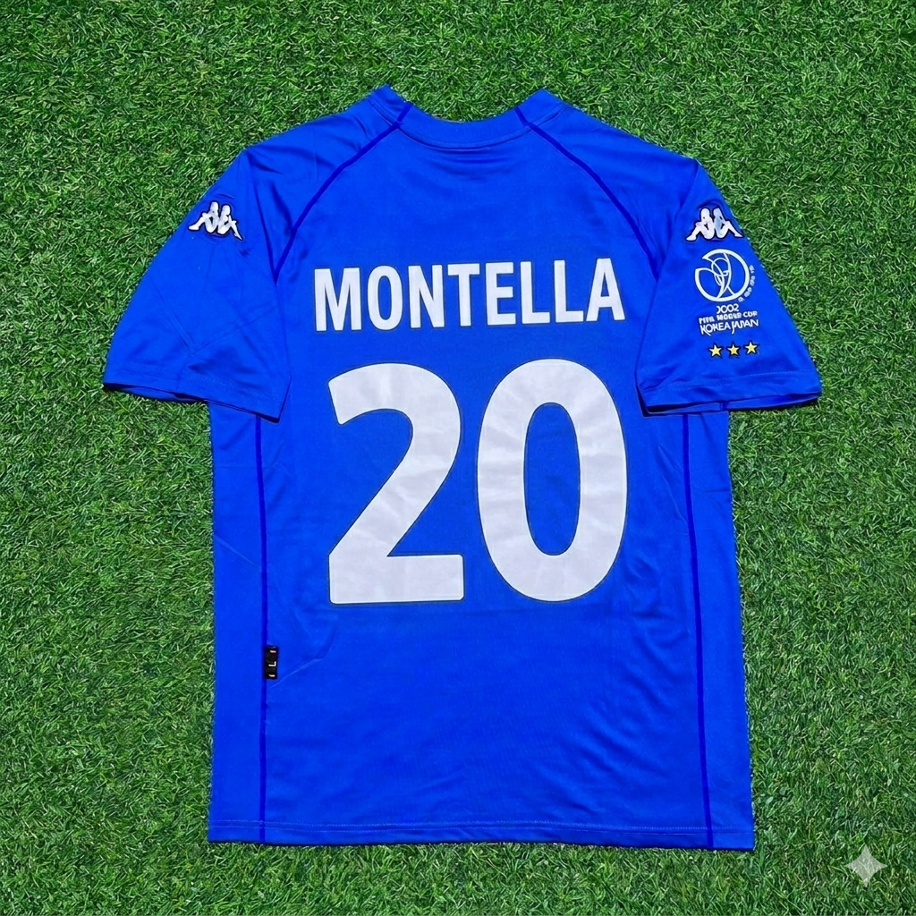 Italy 2002 World Cup Home Retro Jersey – Vincenzo Montella #20 – Back View