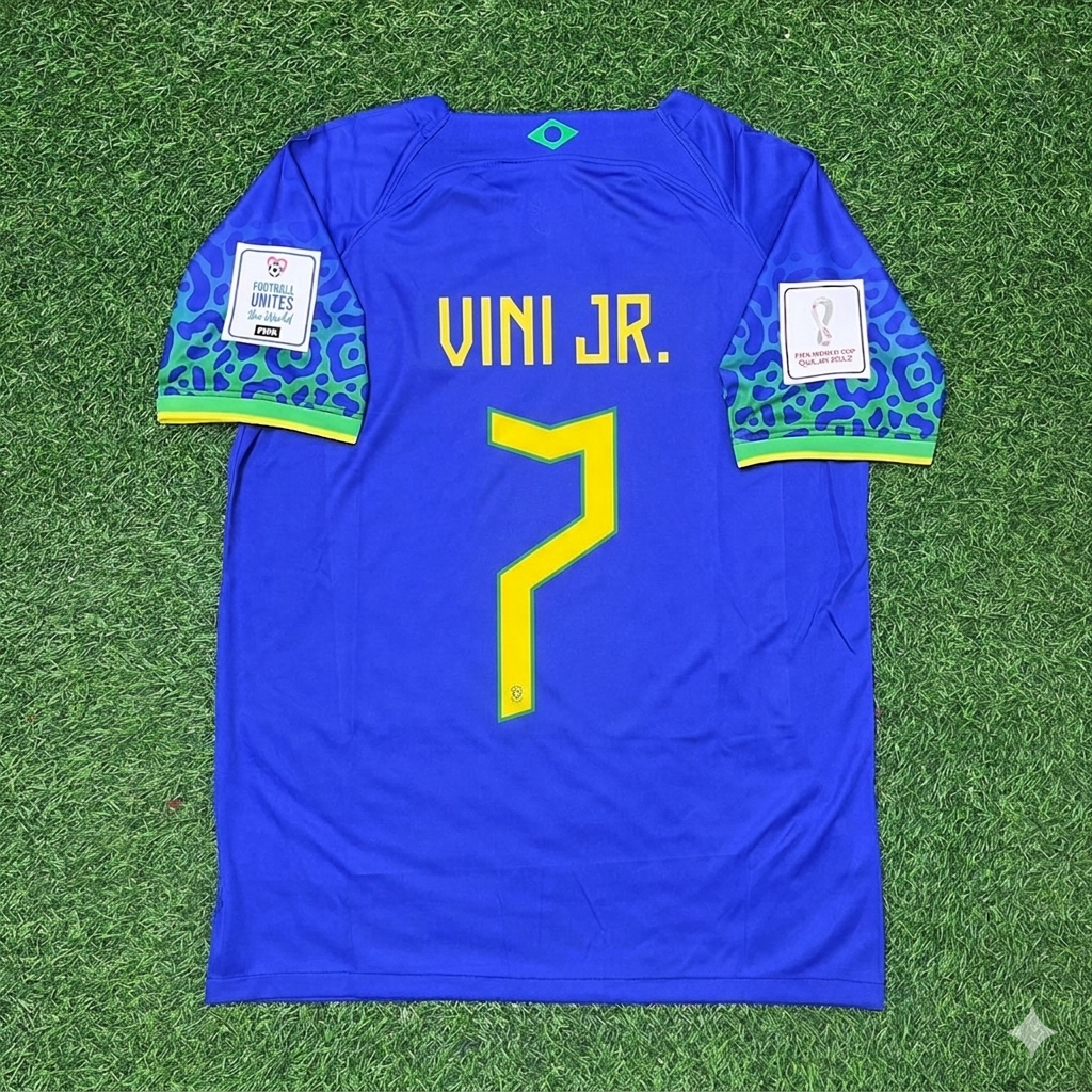 2022 Brazil World Cup Vinícius Júnior 7 Football Jersey – Back View