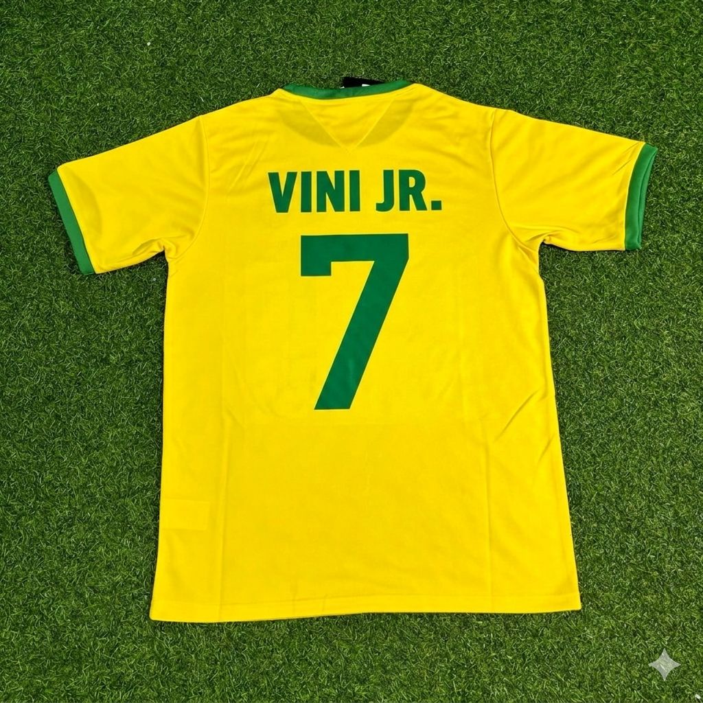 Vinicius Junior Brazil Retro Home Football Jersey – Back View