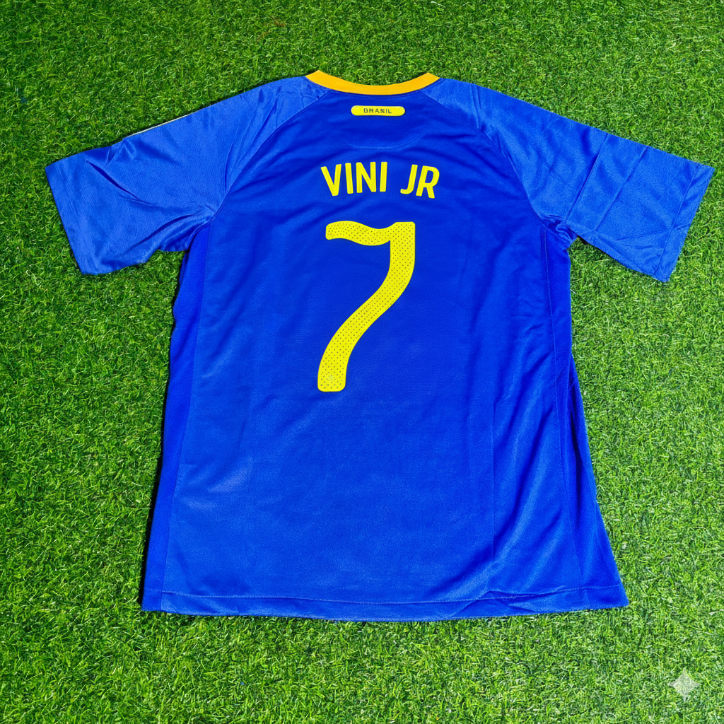 Brazil Retro Blue Jersey – Vinicius Junior – Back View