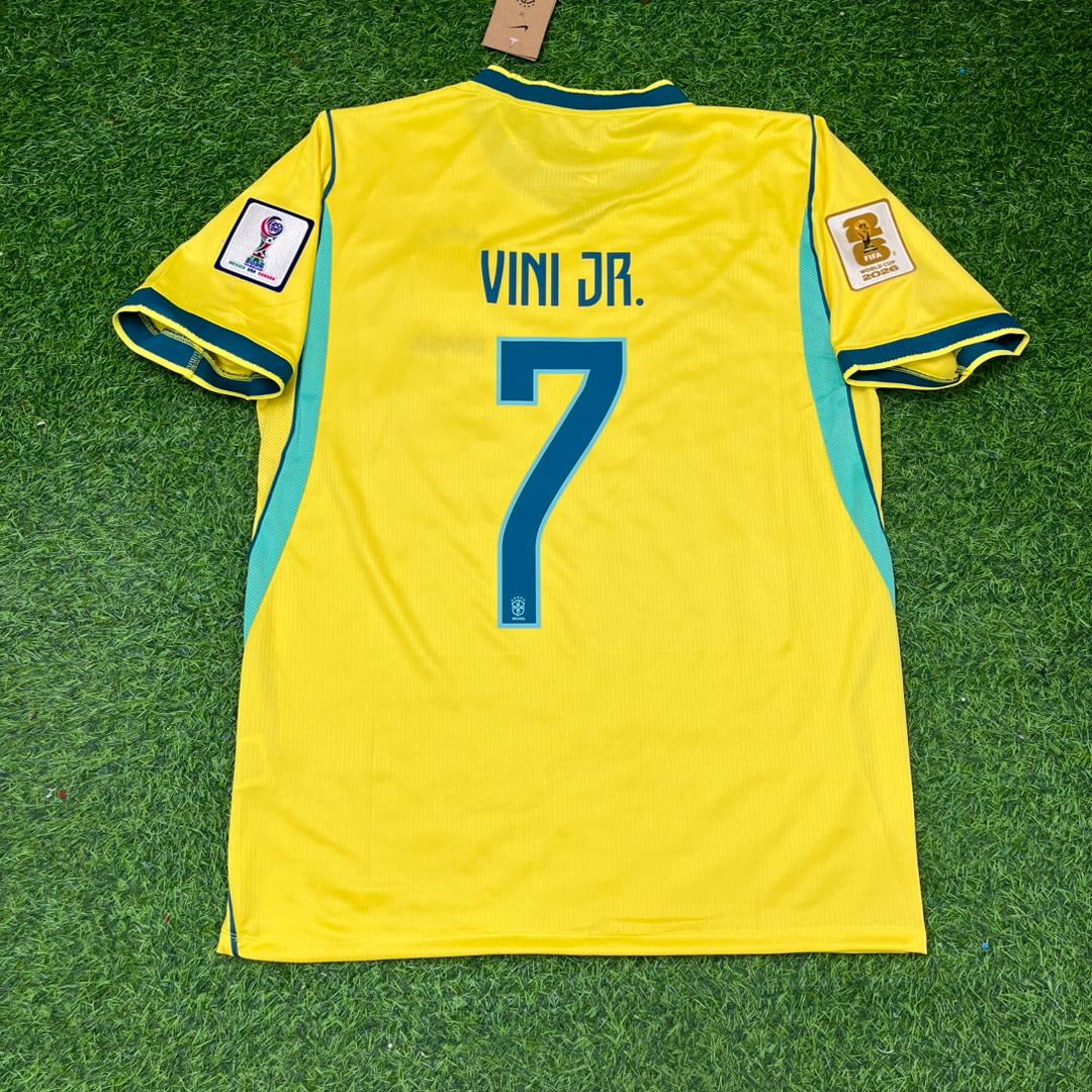 Brazil 2026 World Cup Home Yellow Football Jersey – Vinícius Júnior Vini Jr – Back View