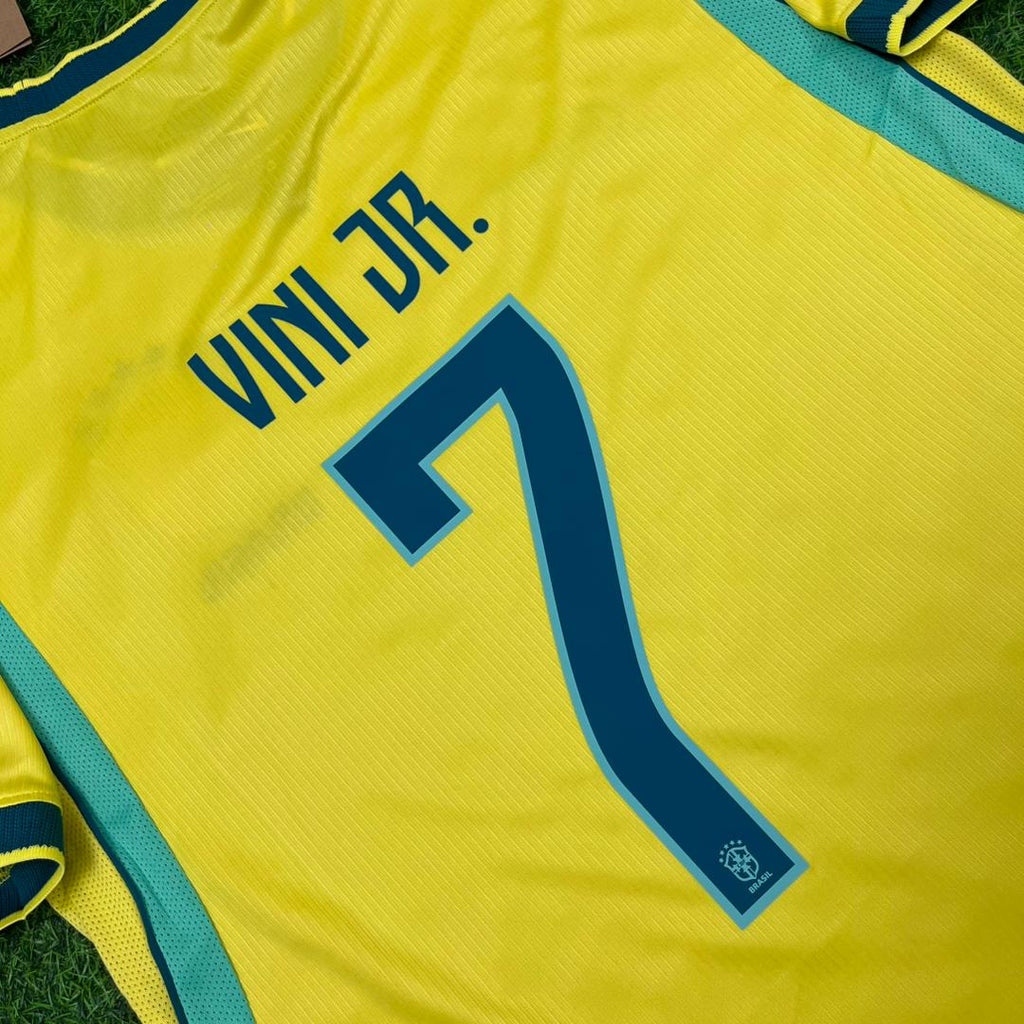 Brazil 2026 World Cup Home Yellow Football Jersey – Vinícius Júnior Vini Jr – Detailed View