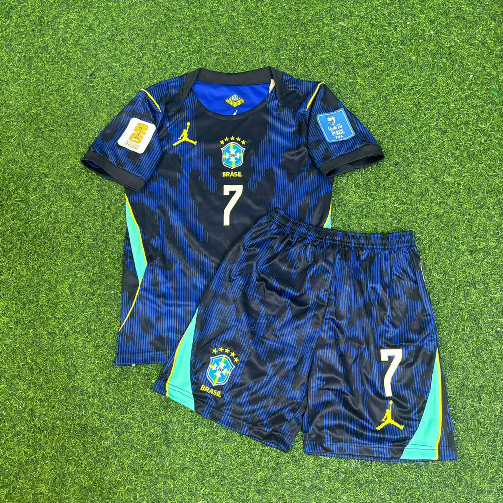 Vinícius Vini Jr Brazil 2026 World Cup Kids Away Football Jersey – Front View