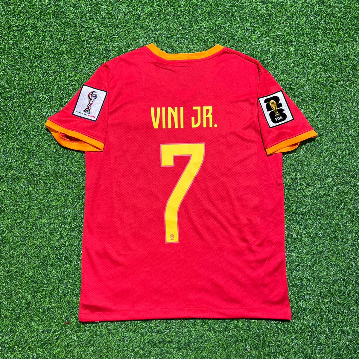Brazil 2026 World Cup Red Jersey – Vinicius Júnior 7# – Back View