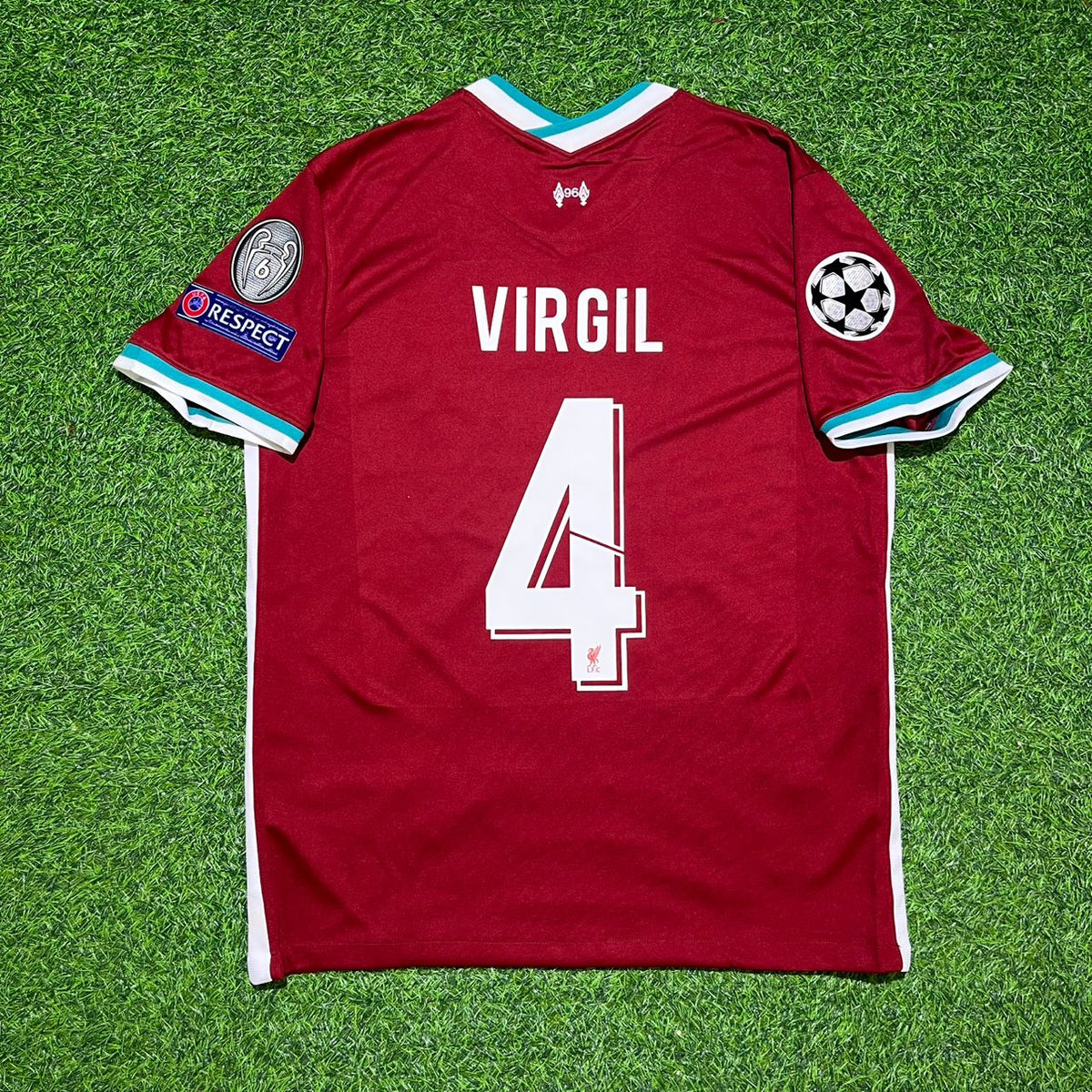 Liverpool 2020-21 Home Retro Football Jersey – Virgil van Dijk #4 – Back View