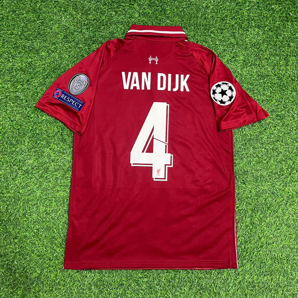 Virgil Van Dijk Liverpool 2019 CL Final Retro Kit Jersey – Back View