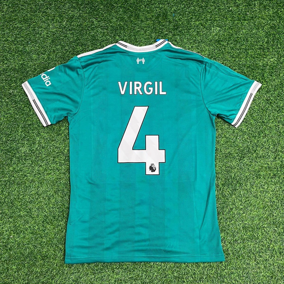 Virgil van Dijk Liverpool Green Football Jersey – Back View