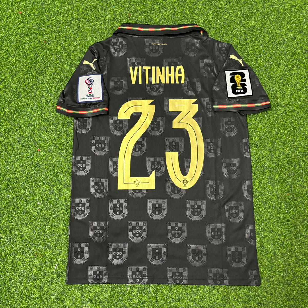 Vitinha #23 Portugal 2026 World Cup Black Football Jersey – Back View