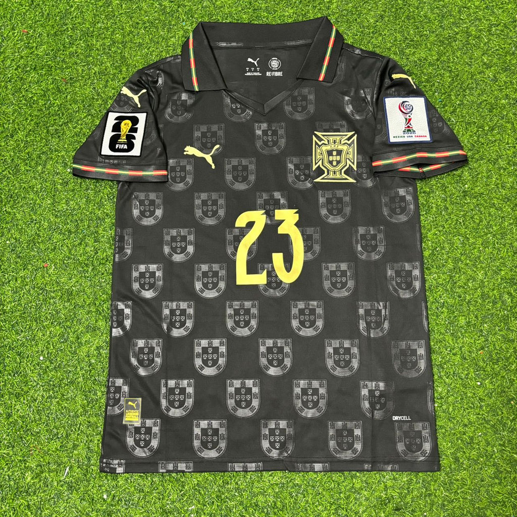 Vitinha #23 Portugal 2026 World Cup Black Football Jersey – Front View