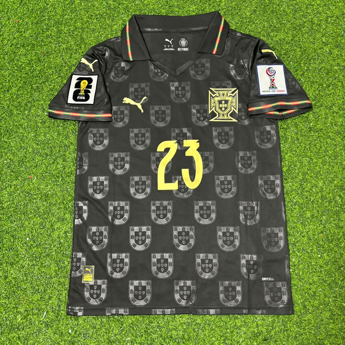 Vitinha #23 Portugal 2026 World Cup Black Football Jersey – Front View