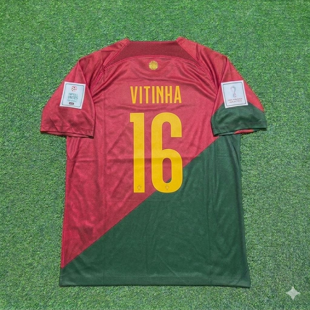 Portugal 2022 World Cup Home Retro Football Jersey – Vitinha #16 – Back View