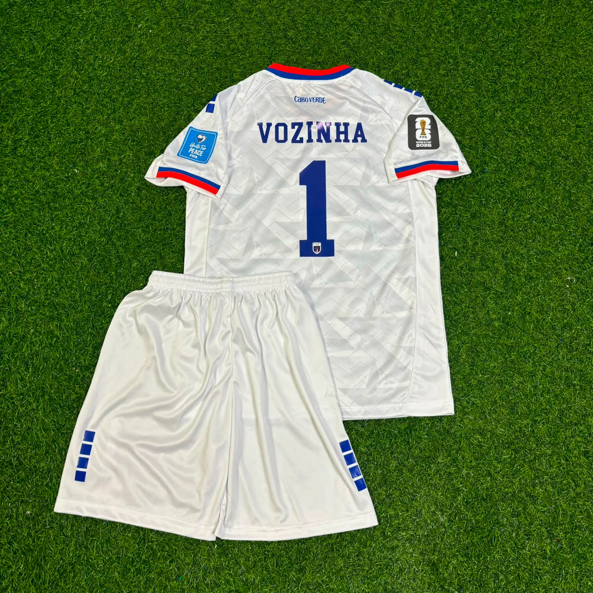 2026 Cape Verde World Cup Vozinha #1 Goalkeeper Children White Football Jersey – Back View