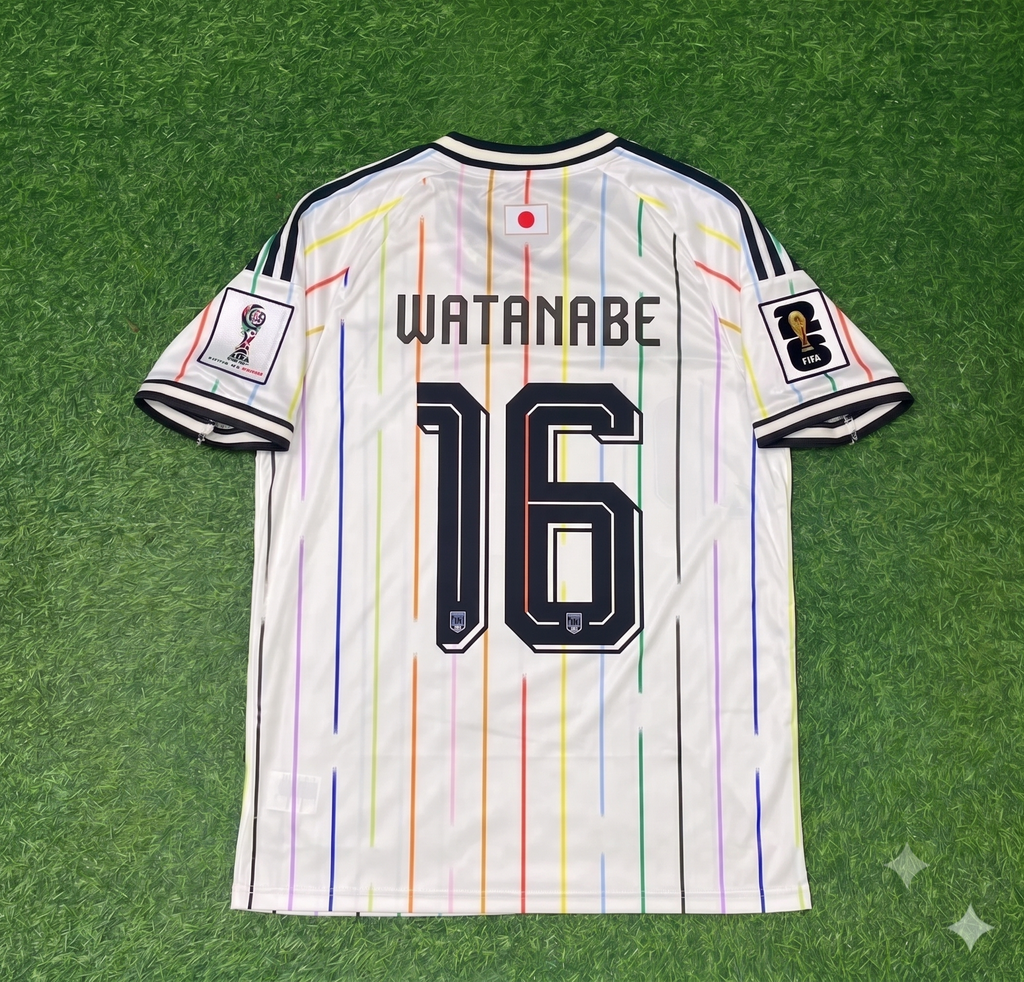 Tsuyoshi Watanabe Japan 2026 World Cup Away White Football Jersey – Back View