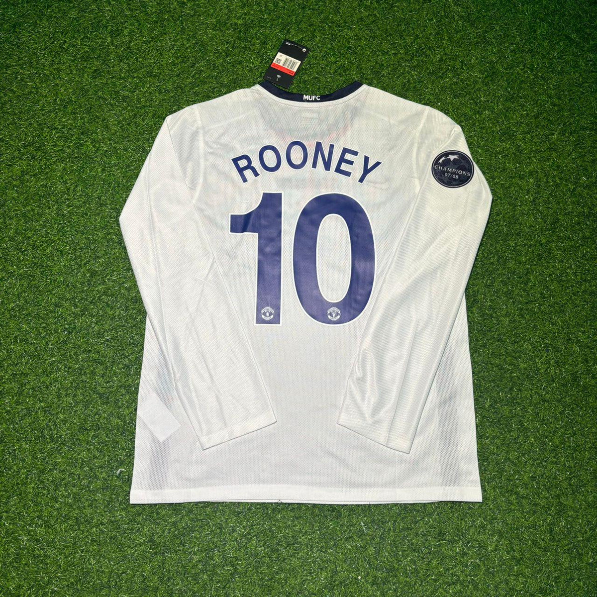 2009 Wayne Rooney 10 Manchester United Final Retro Long Sleeve Football Jersey – Back View