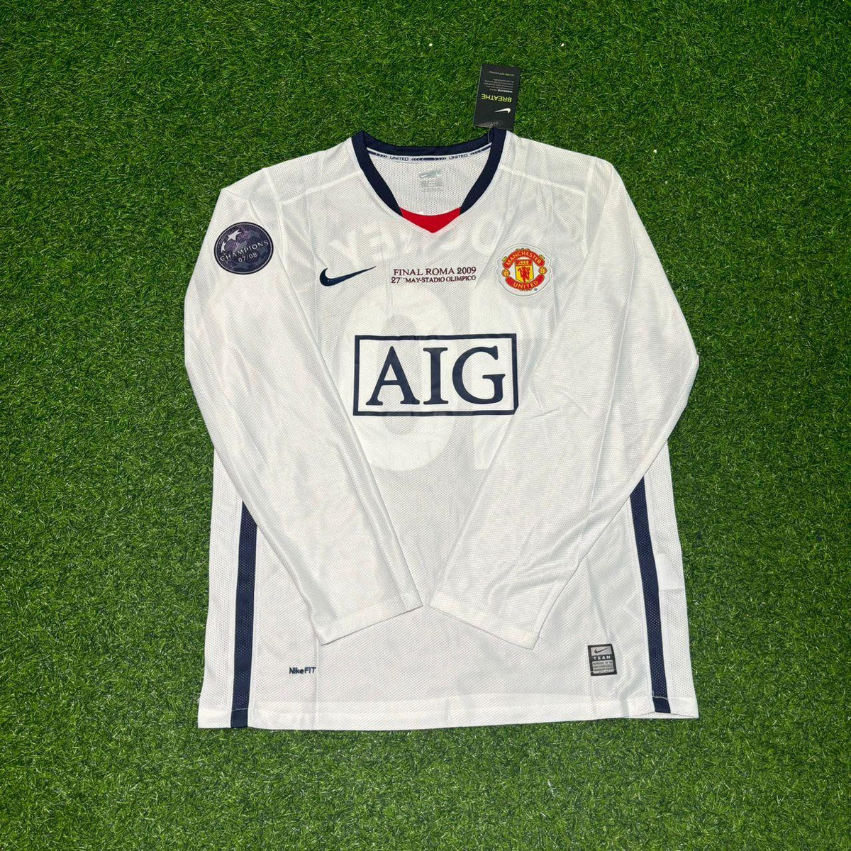 2009 Wayne Rooney 10 Manchester United Final Retro Long Sleeve Football Jersey – Front View