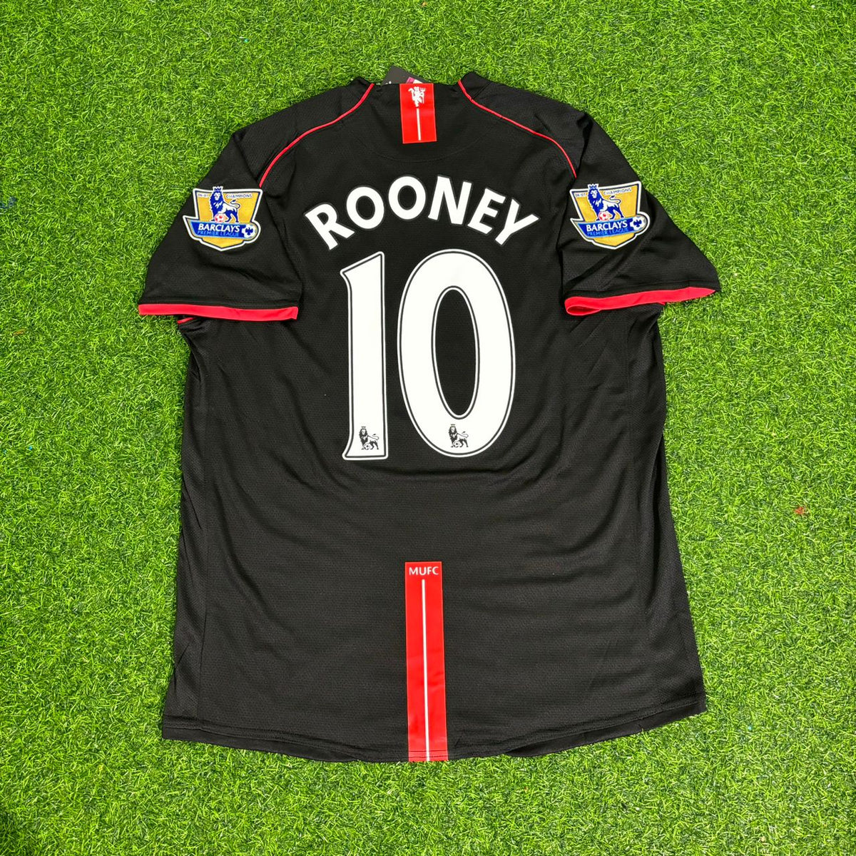 2007/08 Wayne Rooney Manchester United Black EPL Patch Retro Football Jersey Collection – Back View