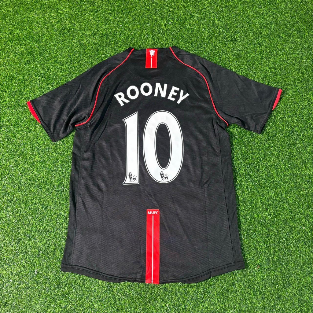 Wayne Rooney Manchester United 2007-2008 Black Retro Jersey – Back View