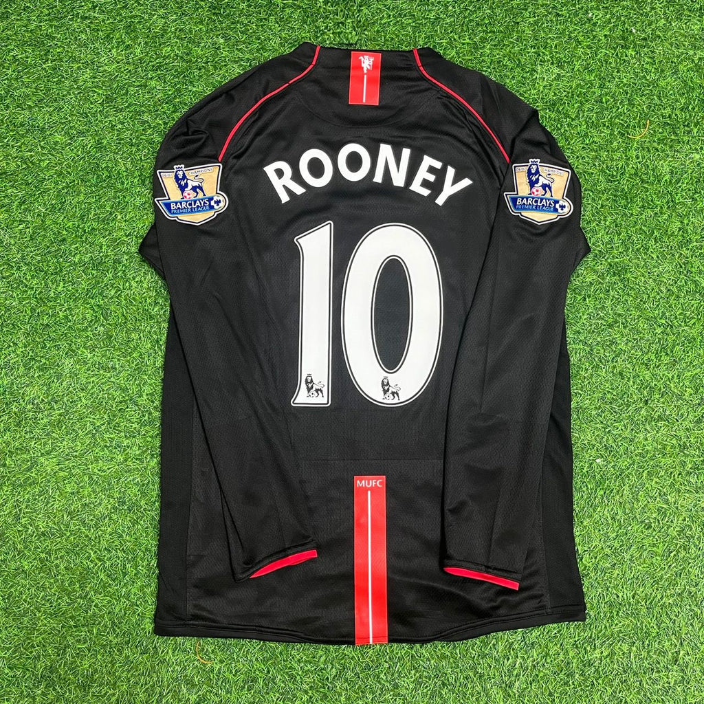 Wayne Rooney Manchester United 2007-2008 Black Retro Football Jersey – Back View