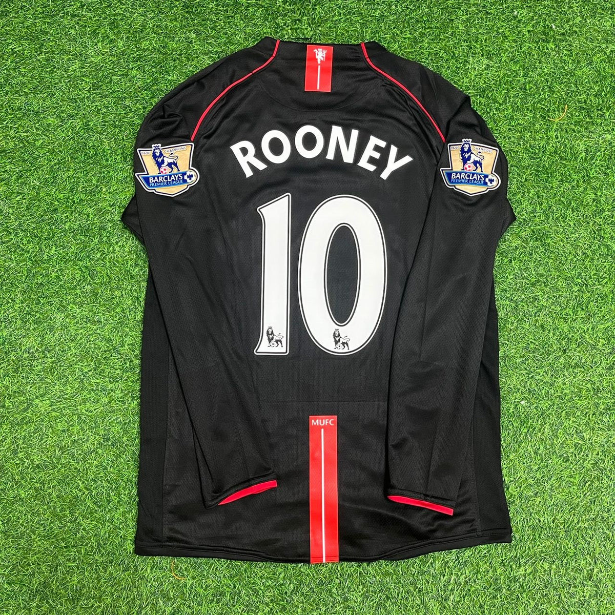 Wayne Rooney Manchester United 2007-2008 Black Retro Football Jersey – Back View