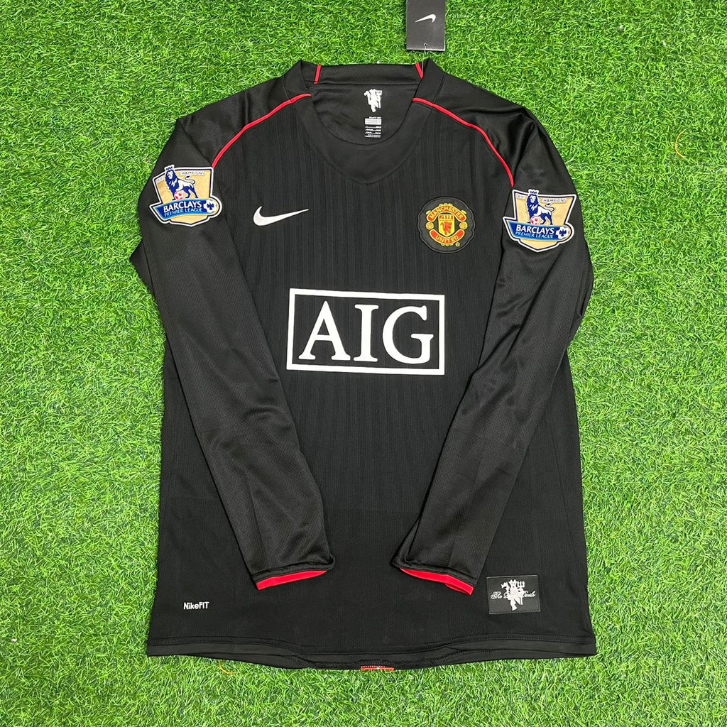 Wayne Rooney Manchester United 2007-2008 Black Retro Football Jersey – Front View