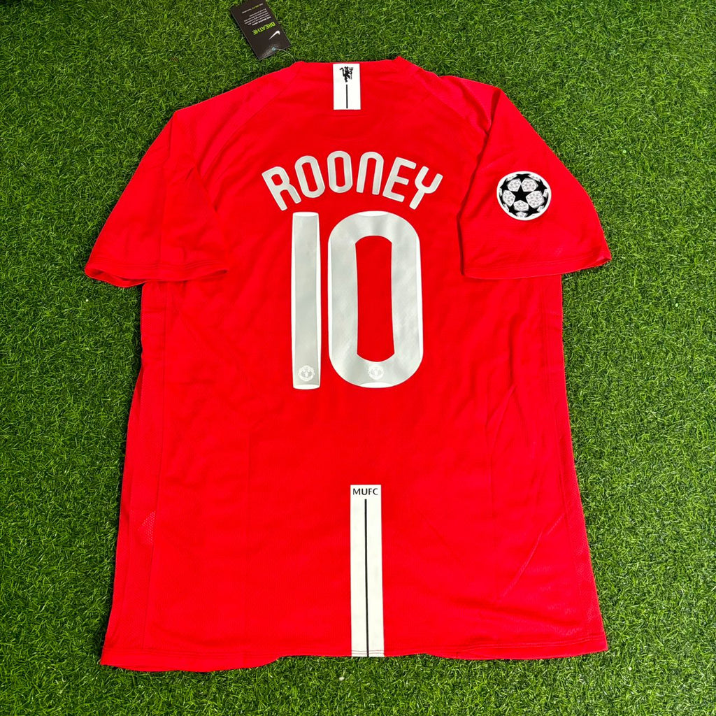 Manchester United 2008 Champions League Final Retro Football Jersey – Wayne Rooney – Back View