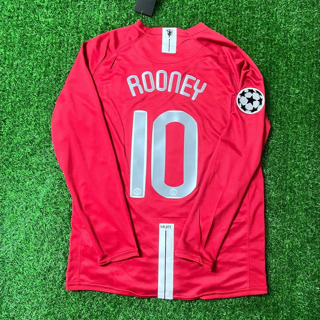 Wayne Rooney 10 Manchester United 2008 Champions Leage Final Moscow Retro Long Sleeve Jersey – 4