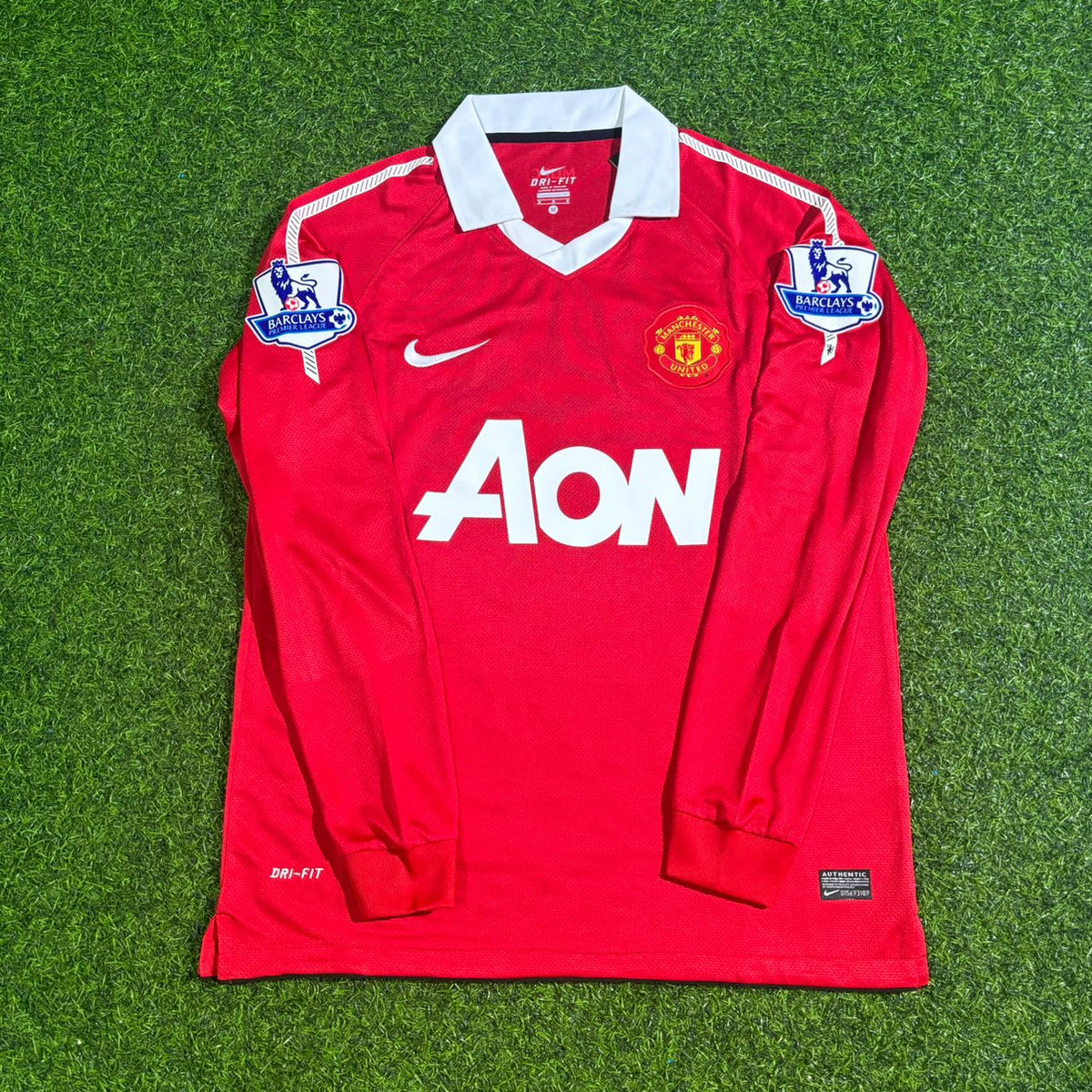 Wayne Rooney Manchester United 2010-2011 Long Sleeve Retro Home Football Jersey – Front View