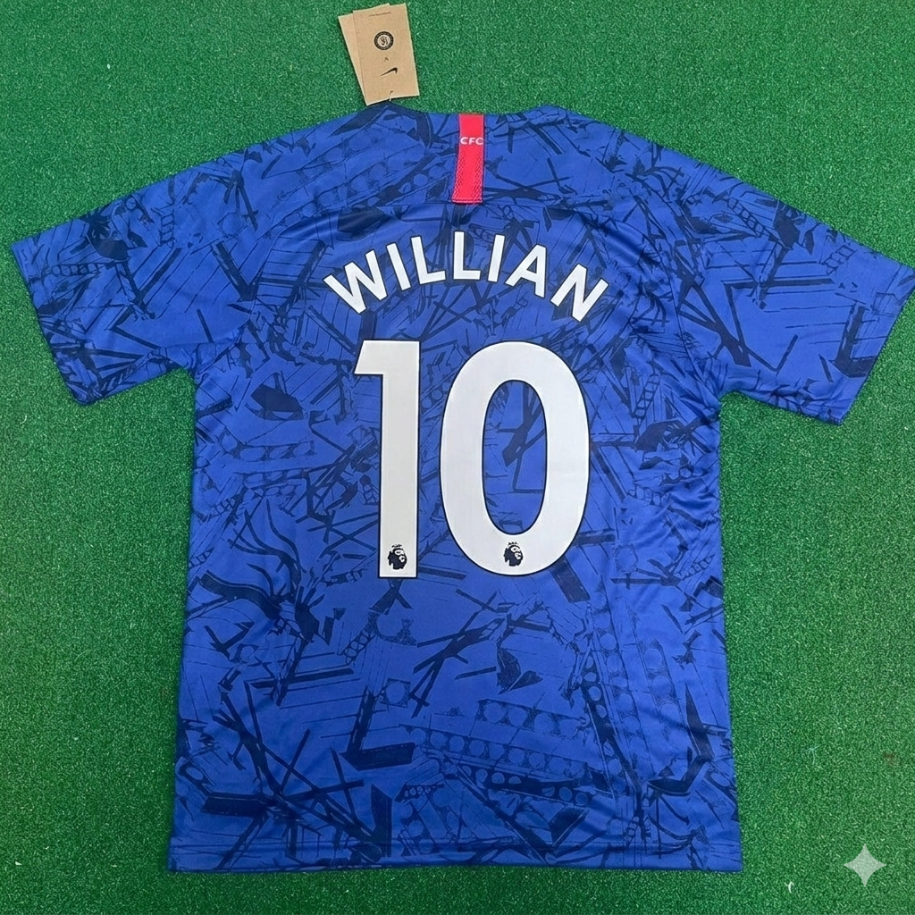 2019 Willian #10 Chelsea 2020 Blue Retro Football Jersey – Back View