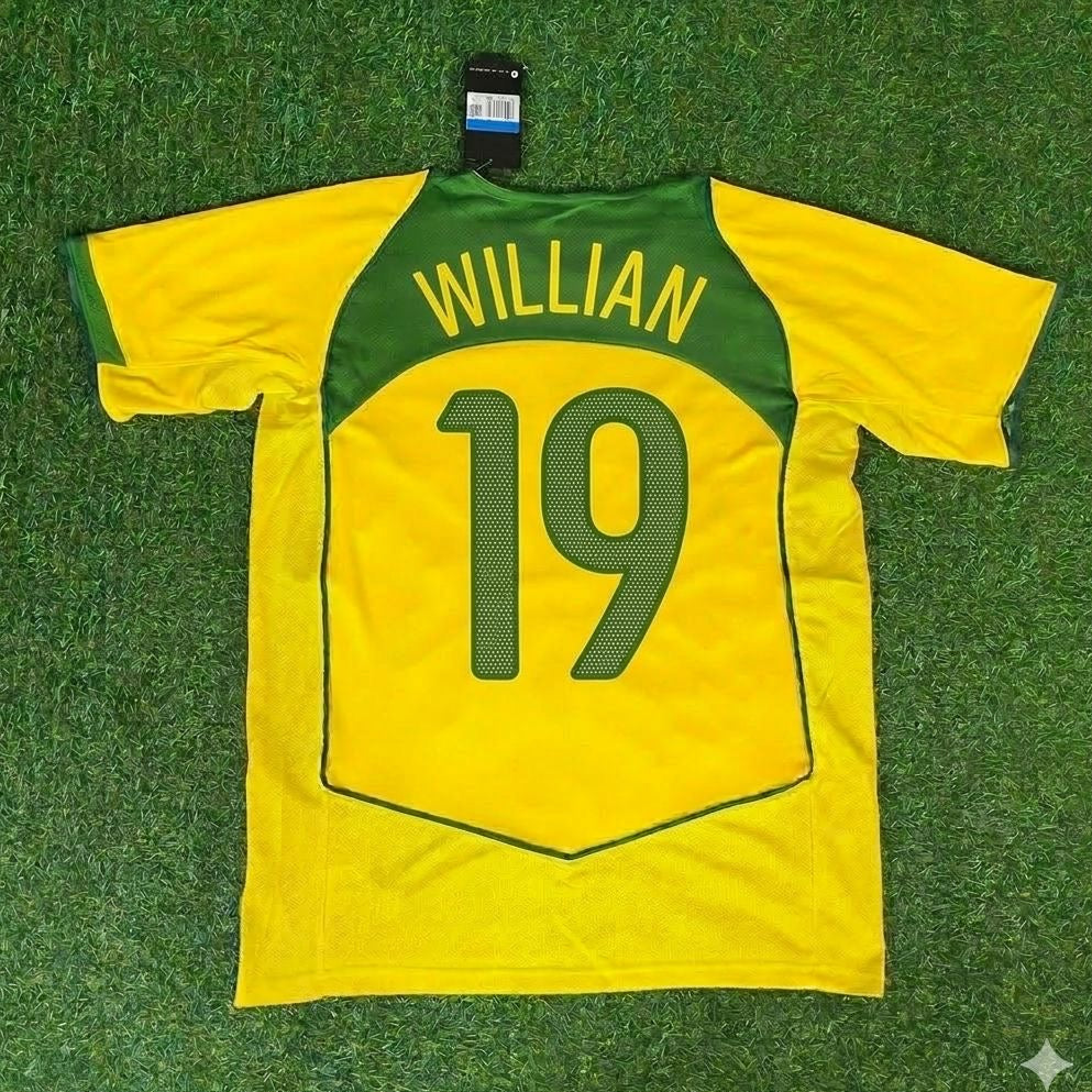 Willian 19 Brazil Retro Football Jersey – Back View