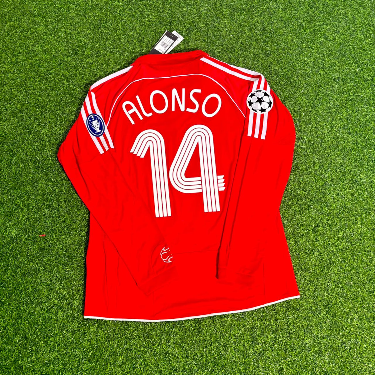 Xabi Alonso 14 – Liverpool 2007 Athens Champions League Final Retro Kit Jersey – Back View