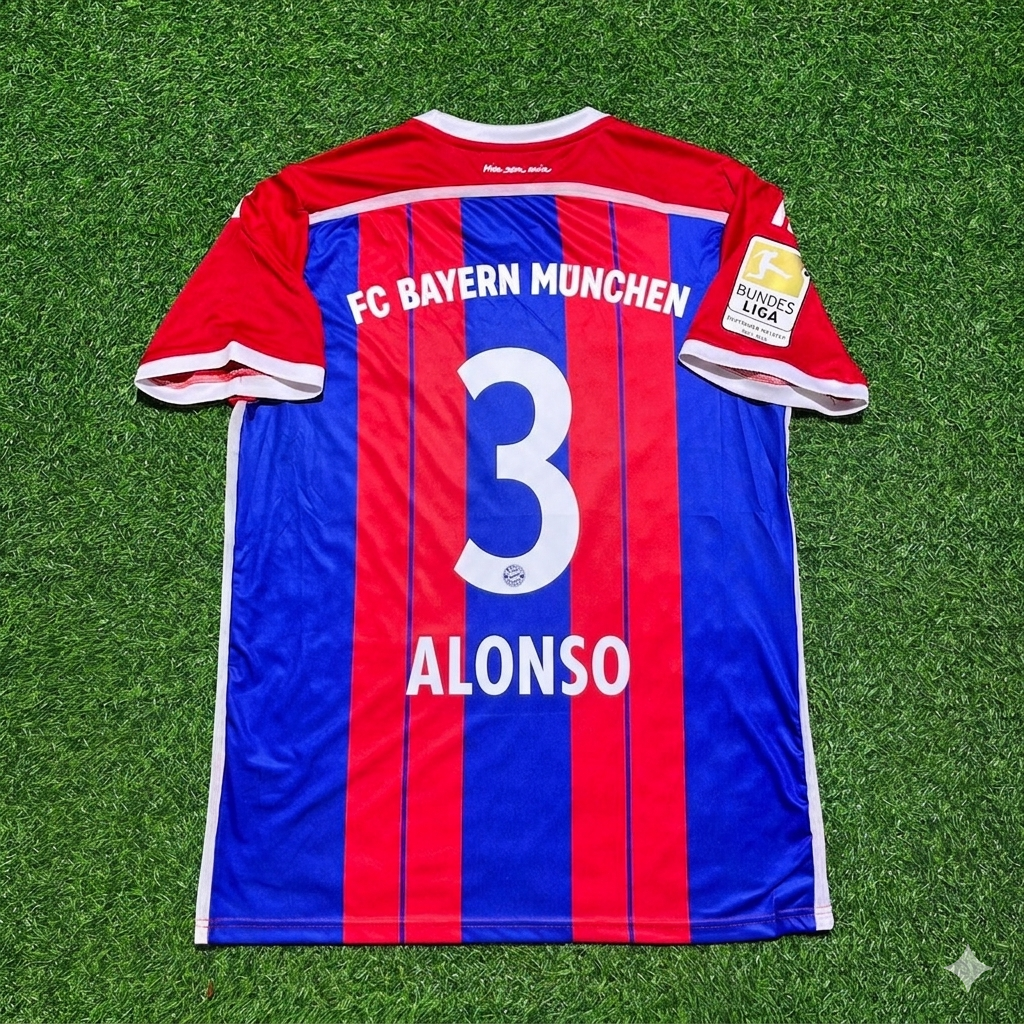Bayern Munich 2014 2015 Home Retro Patch Jersey – Xabi Alonso #3 – Back View