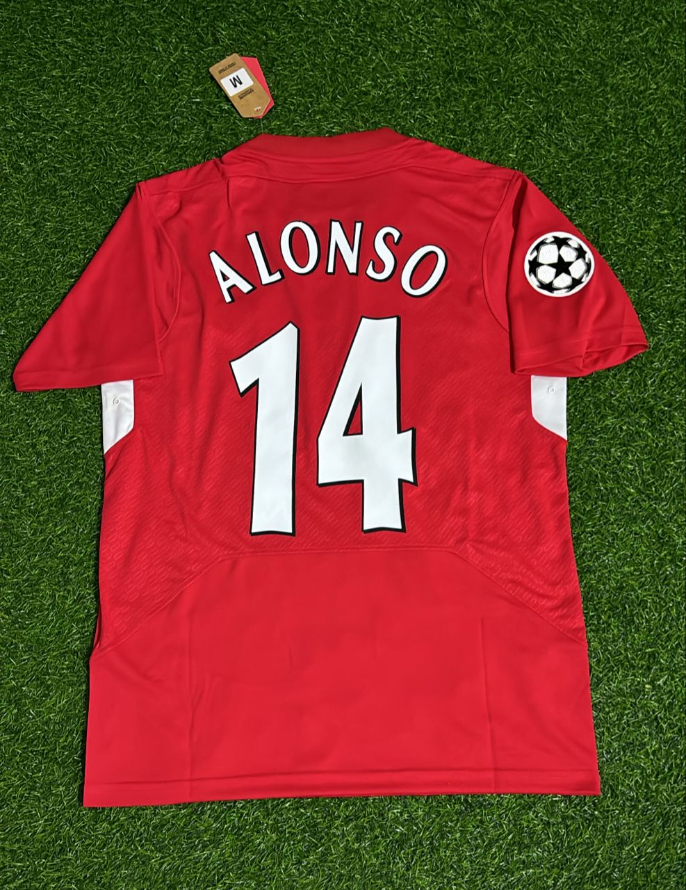 Xabi Alonso 14 – Liverpool 2005 Champions League Final Red Retro Jersey – Back View