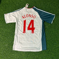 Liverpool 2006/2007 Premier League White Retro Football Jersey – Xabi Alonso – Back View