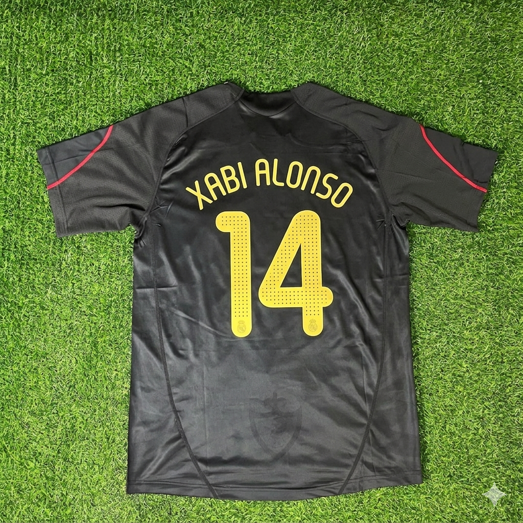 2009/10 Xabi Alonso Liverpool Black Retro Football Jersey – Back View