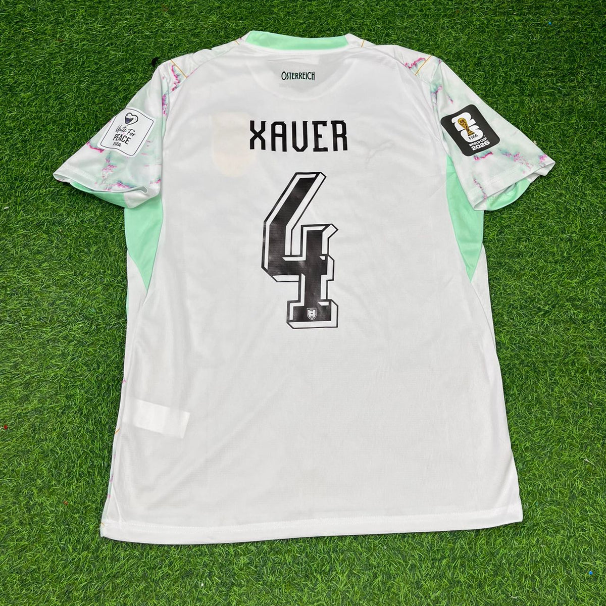 Austria White 2026 World Cup Football Jersey – Xaver Schlager – Back View