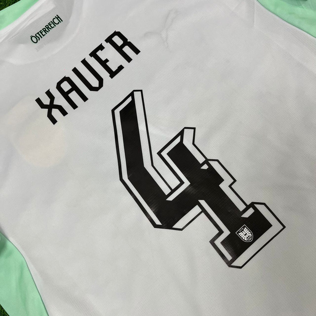 Austria White 2026 World Cup Football Jersey – Xaver Schlager – Detailed View