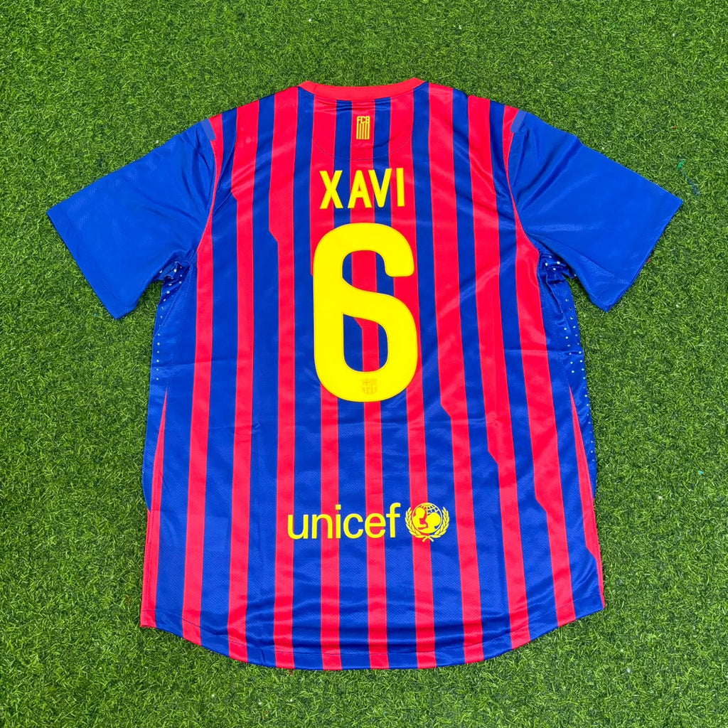Barcelona 2011/2012 Retro Home Football Jersey – Xavi Hernandez – Back View