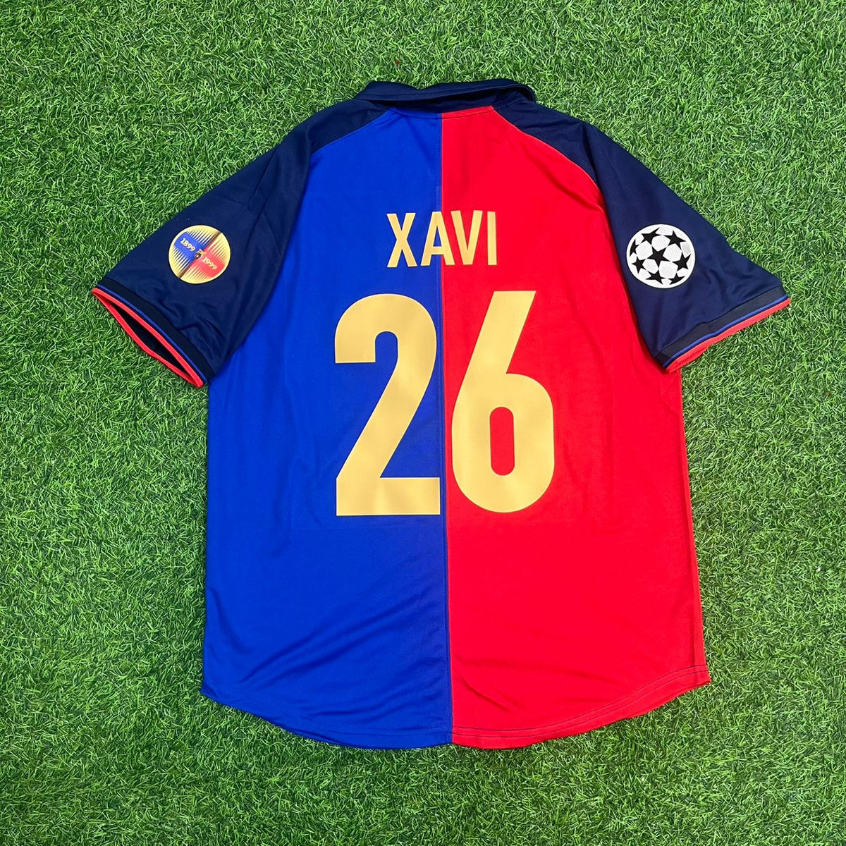 1998/99 Xavi Hernandez 26 Barcelona Retro Football Jersey – Back View