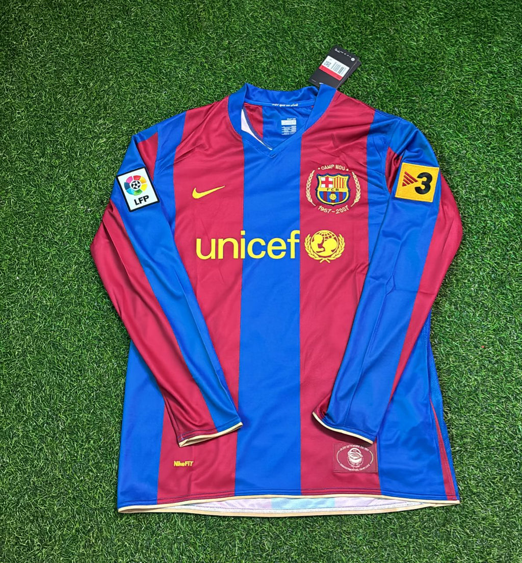 2007 Xavi Hernandez Barcelona Retro Football Jersey – Front View