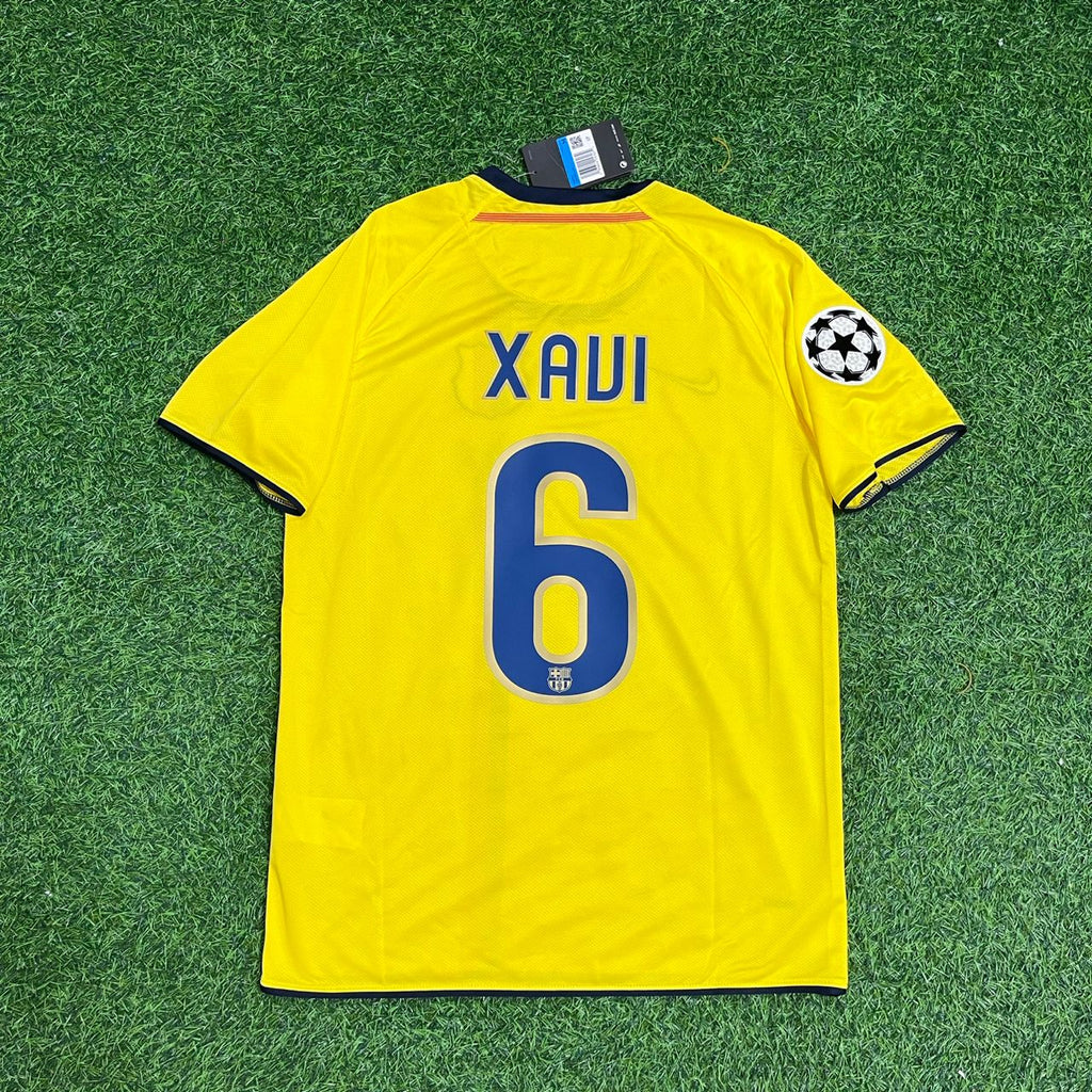 2008/09 Xavi Hernandez Barcelona Yellow Retro Football Jersey – Back View