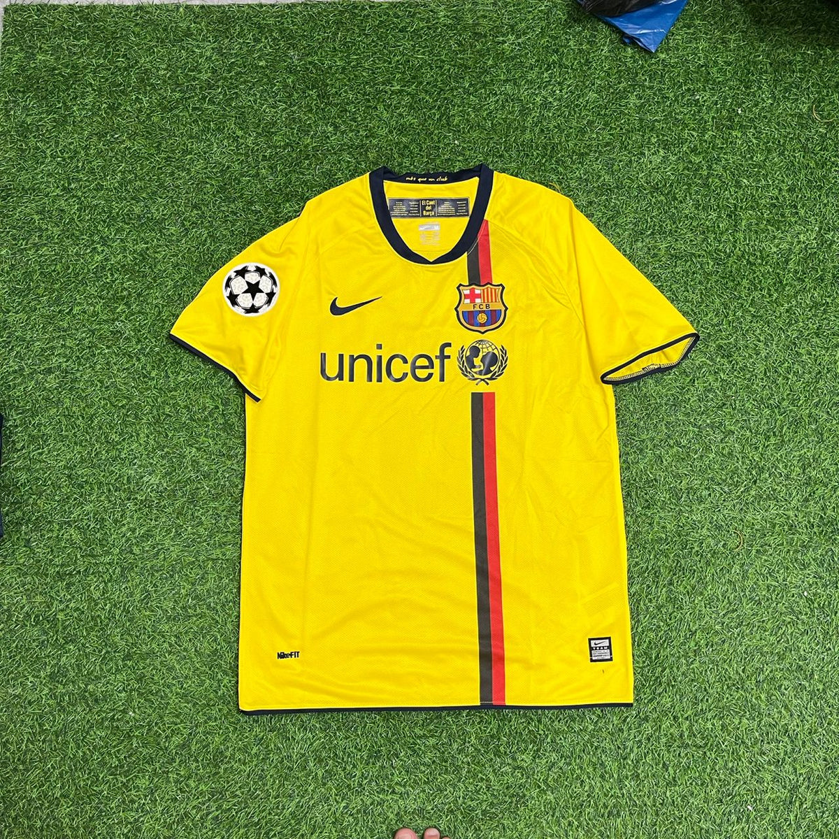 2008/09 Xavi Hernandez Barcelona Yellow Retro Football Jersey – Front View