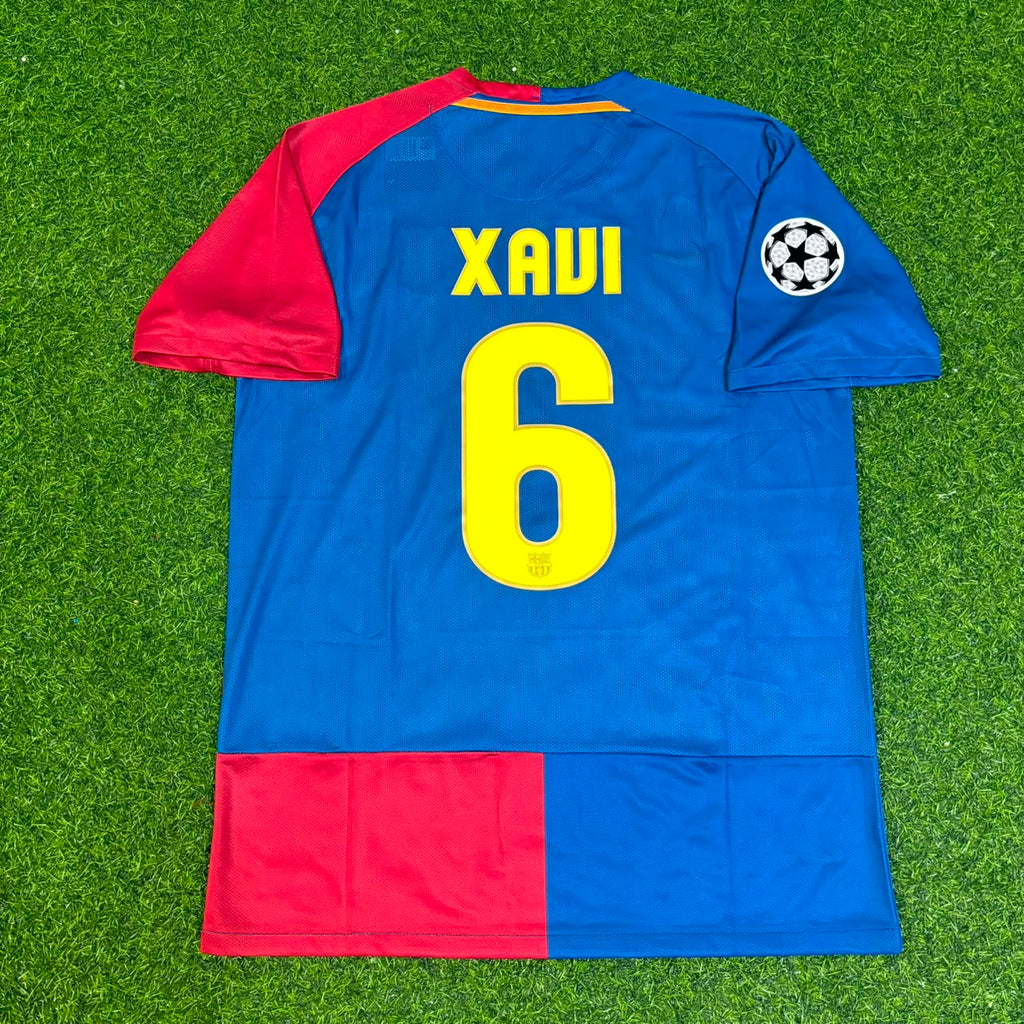 Xavi Hernandez Barcelona 2009 Final Roma Retro Jersey – Back View