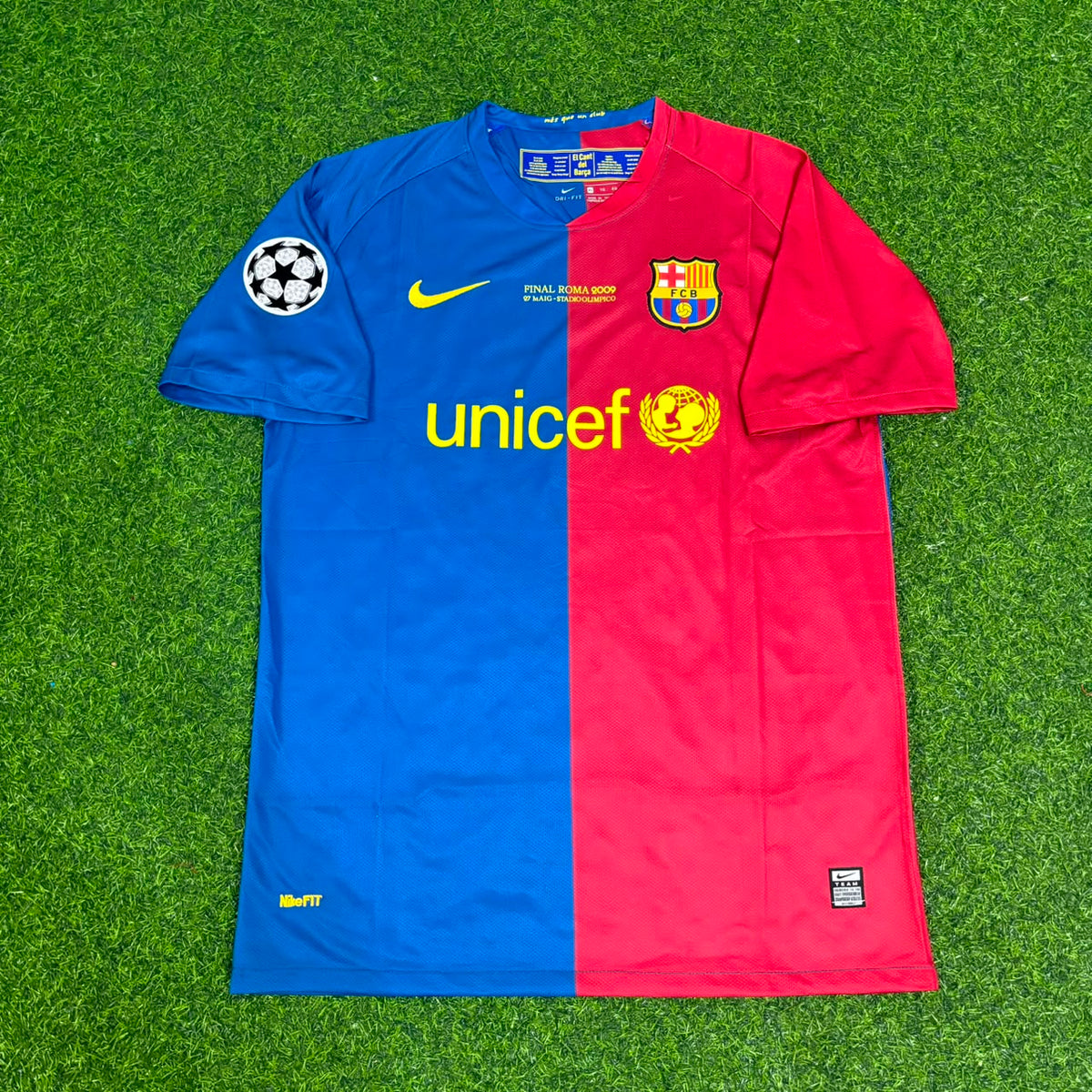Xavi Hernandez Barcelona 2009 Final Roma Retro Jersey – Front View